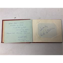 Mid 20th century autograph book, to include autographs from Beverley Sisters, Reg Varney, Ronnie Verrell, Betty Mitchell, etc, poems and verses etc