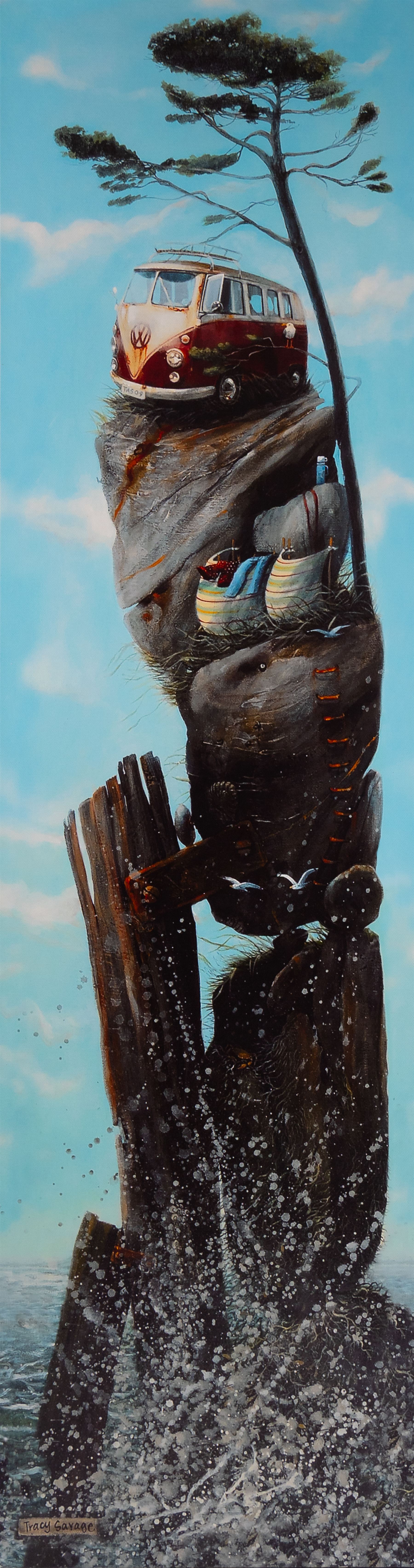 Tracy Savage (Scarborough 1963-): 'Gone Surfing', limited edition canvas print, titled and numbered 144/295 verso 114cm x 31cm (unframed)