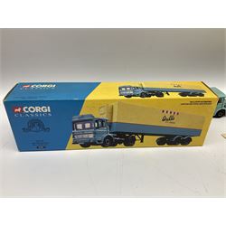 Five boxed Corgi die-cast models comprising ‘Dibnah’s Choice’ Sentinel Dropside wagon and Fowler B6 Crane Engine and Trailer, Albion Caledonian lorry, Texaco tanker and Wall’s AEC trailer