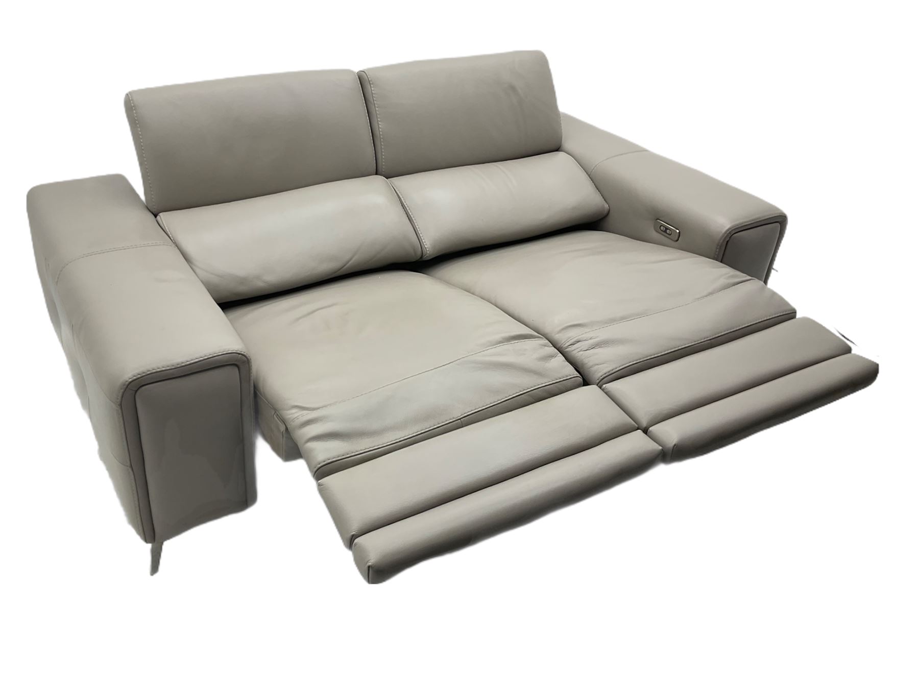 Franco Ferri Italia Carter power reclining two seat sofa, upholstered in Tosca grey leather