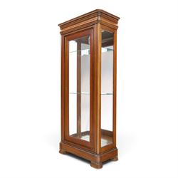 Barker & Stonehouse - cherrywood glazed cabinet, moulded projecting cornice glazed panels ...
