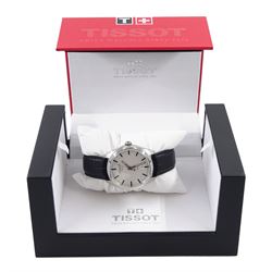 Tissot PR100 gentleman's stainless steel quartz wristwatch, with date aperture, on Tissot black leather strap, boxed with papers