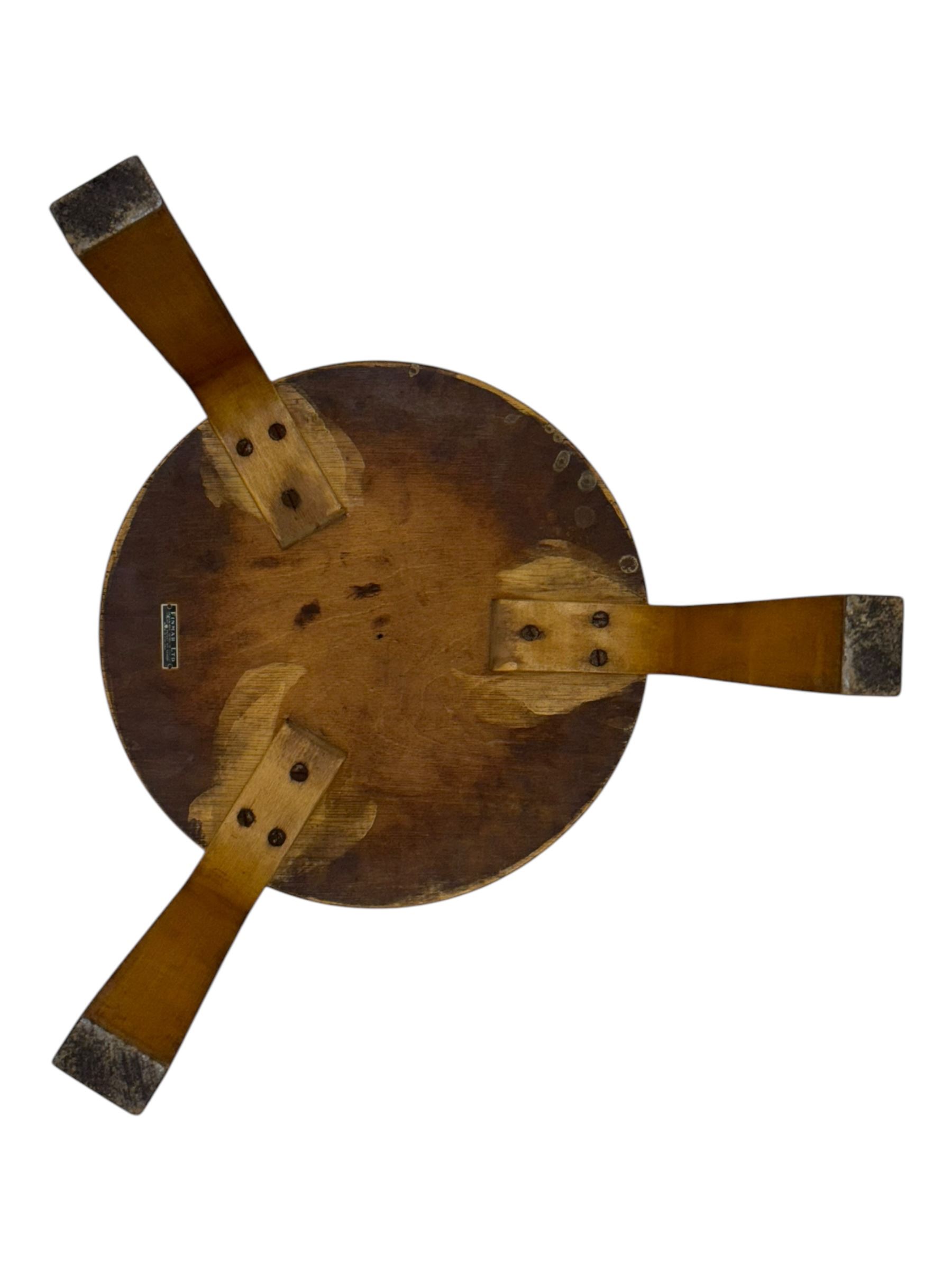 Alvar Aalto for Finmar - mid-20th century Finnish birch circular stool, the seat supported by three bentwood supports, applied label to the underside 