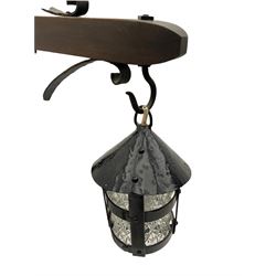 Mid-20th century slate standard lamp and an adjustable lantern lamp (2)