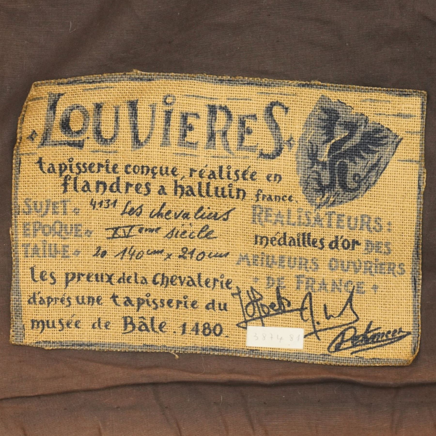 French 20th century Louvieres tapestry, 'Les Chevaliers' or 'The Knights', after a 15th century example,  130cm x 205cm