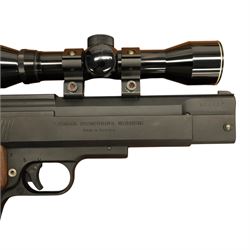 Weihrauch HW75 - .177 Pellet Pneumatic air pistol, Nikko Stirling 2.5x32 pistol scope, boxed in a flight case with paper targets