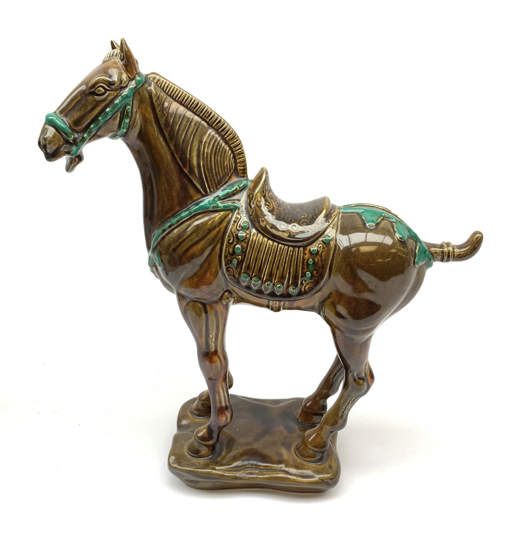 A large Beswick figure modelled as a Tang horse, with impressed marks beneath, H34cm