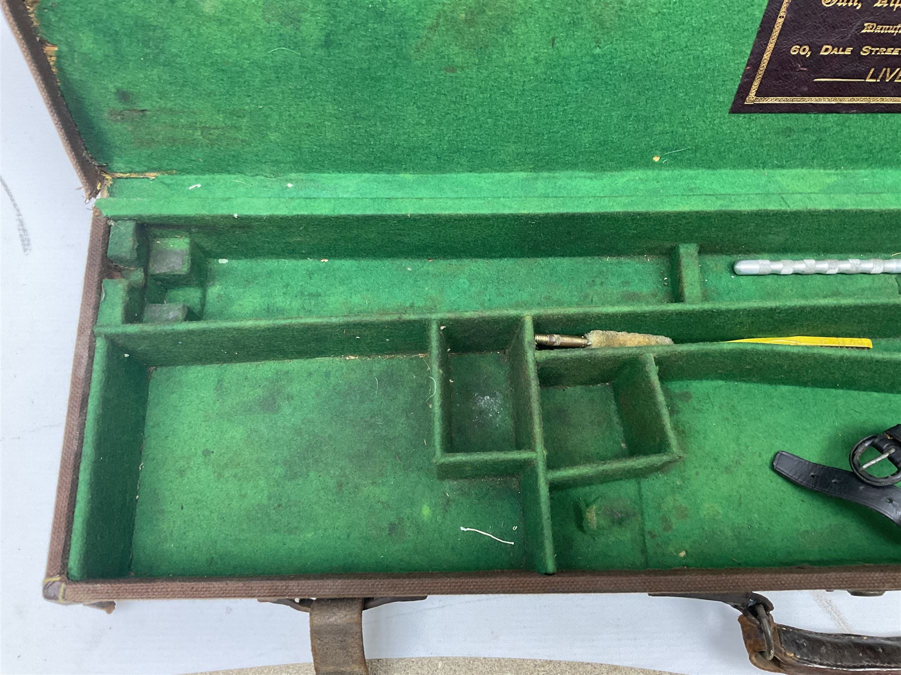 Leather fitted shotgun case L81cm, and a canvas fitted shotgun case with Hooton & Jones label, L83cm (2)