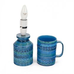 Bitossi pottery Rimini Blu tankard, 1970s, designed by Aldo Londi and matching table lamp,...