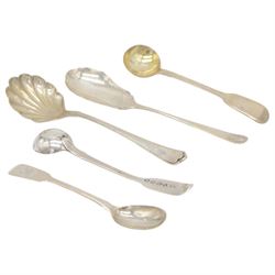 Collection of silver napkin rings and flatware, including set of Chinese bamboo design teaspoons with character mark finials, stamped 90, three pairs of Georgian and later sugar tongs, Scottish silver mustard spoon, hallmarked W S Junior, Glasgow 1833, cruet spoons, coffee spoons, etc, all stamped or hallmarked 