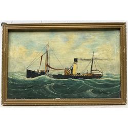 George Race (British 1877-1959): Grimsby Trawler 'Pharos' at Sea, oil on board signed and dated 1902, 27cm x 44cm