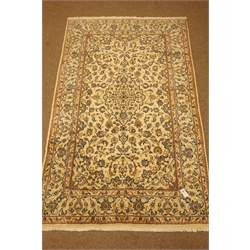  Kashan ivory ground rug, central medallion, floral and foliate field, 242cm x 150cm  
