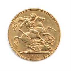 King Edward VII 1910 gold full sovereign coin