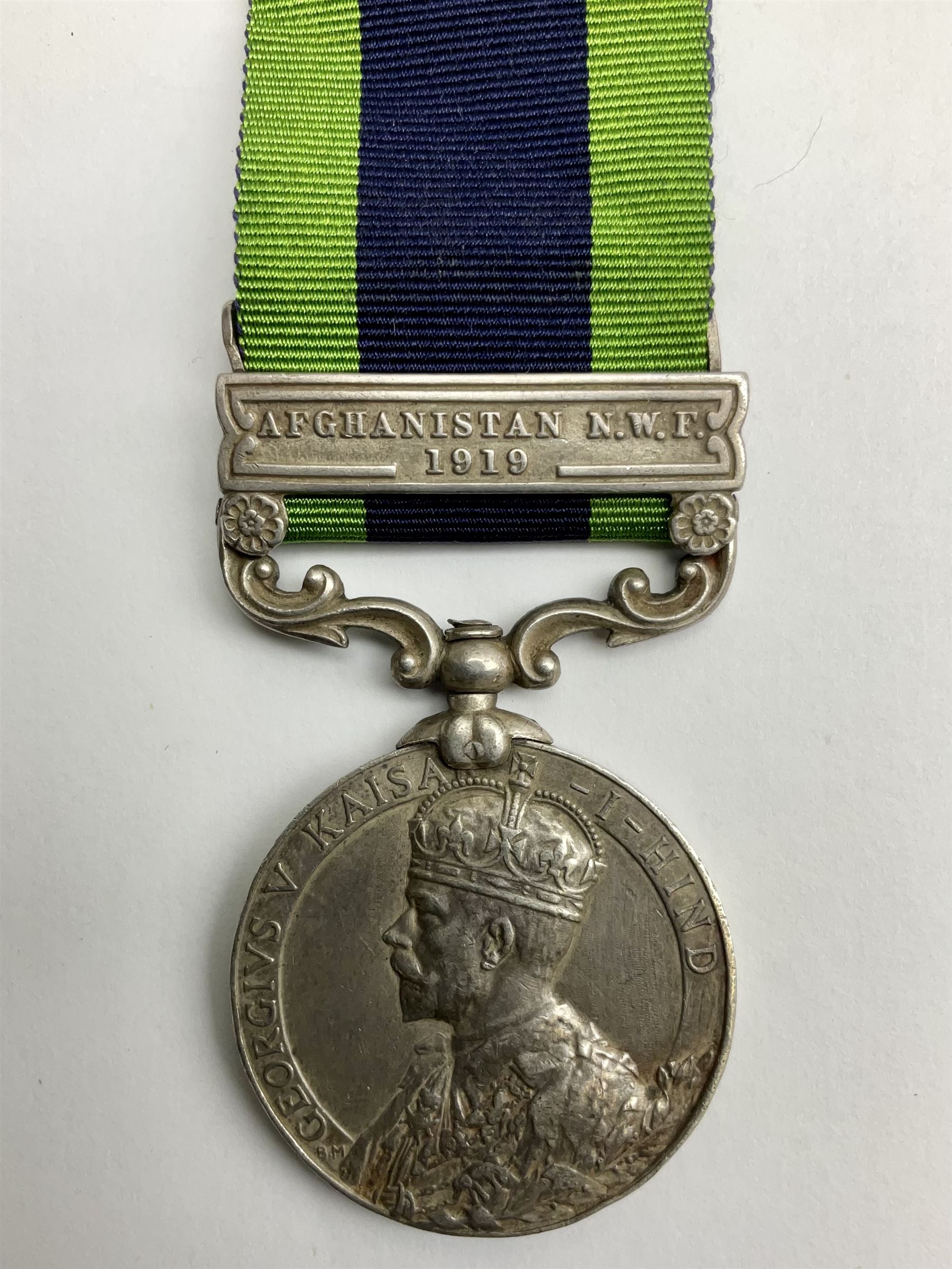 King George V India General Service Medal named to '1388 L-NK. NAWAB KHAN, 2-1.12 INFY' with Afghanistan N.W.F. 1919 bar