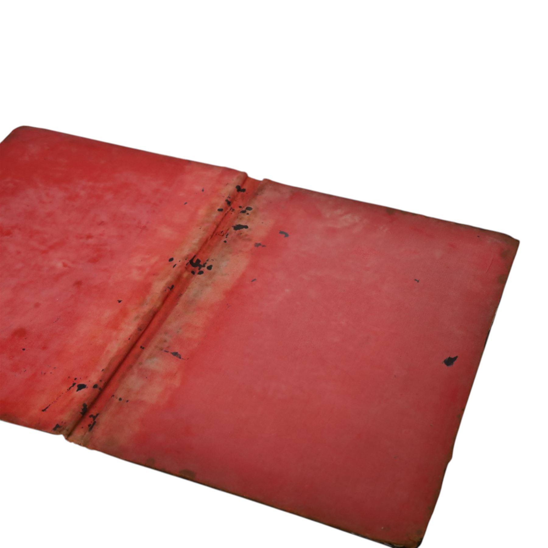 Victorian papier mache blotter folder hand painted floral detail the other with mother of pearl inlaid detail, together with an artist's painting box, the hinged lid opening to reveal a tray of ceramic paint cup, with draw beneath, artist box H8cm, L24cm