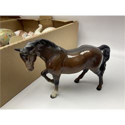 Beswick bay horse together with other ceramic figures, tea services and other collectables in five boxes 