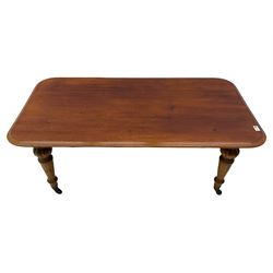 Victorian and later mahogany low table, on four turned legs