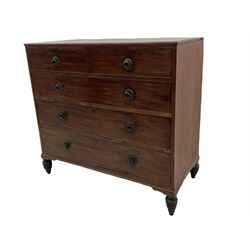 George III mahogany chest, fitted with two short and three long drawers