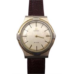 Omega De Ville manual wind gentleman's wristwatch, Cal. 620, in stainless steel case, on brown leather strap