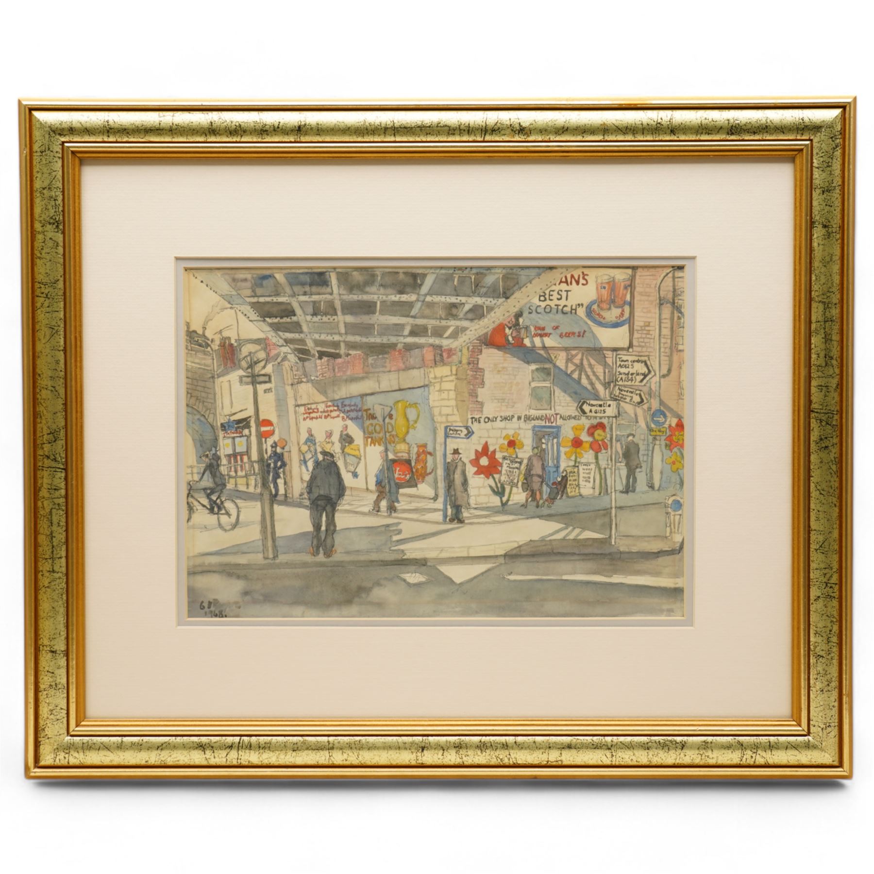 Charles Herbert 'Charlie' Rogers (Newcastle 1930-2020): Street Scene, watercolour and ink signed and dated 1968, 24cm x 34cm