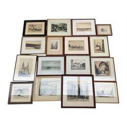 Collection of etchings, artists including Frank Short, Leonard Russell Squirrell, Malcolm Osbourne, Alfred Bentley, Samuel Chamberlain, Sidney Tushingham, Hedley Fitton, etc (16)