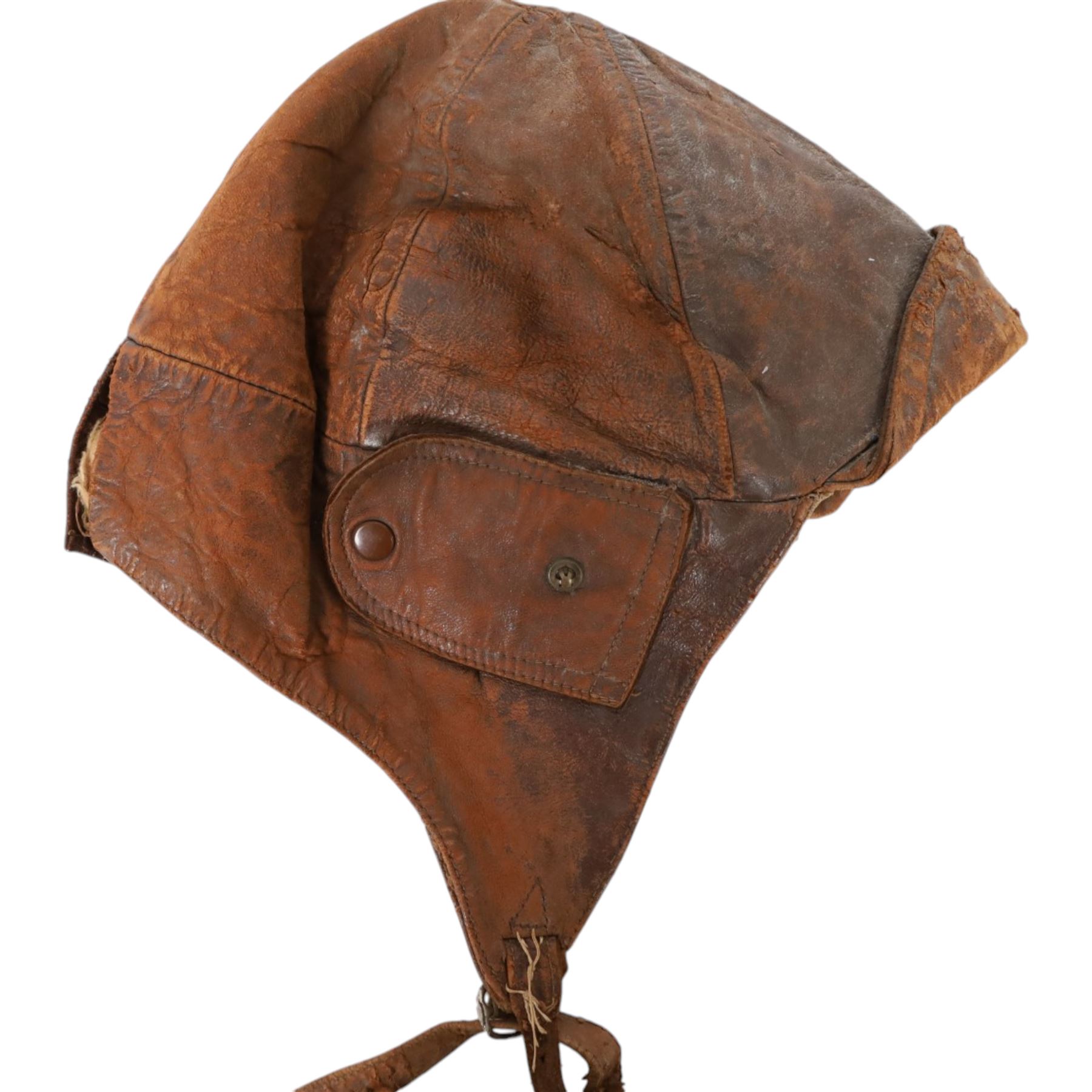 WWI observer's leather flight cap 