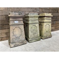 Set of three 19th century terracotta square chimney pots
