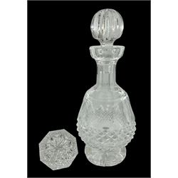 Waterford Crystal Coleen pattern cut glass decanter and Waterford cut glass octagonal pyramid shaped paperweight, decanter H30cm