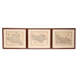 John Cary (British c.1755-1835): 'North Riding of Yorkshire' 'East Riding of Yorkshire' and 'Part of the West Riding of Yorkshire', three early 19th century engraved maps with hand-colouring 22cm x 27cm (3)