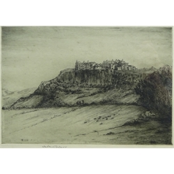 Douglas Ian Smart (British 1879-1970): 'Limoges', drypoint etching signed in pencil, titled verso on gallery label, and another coastal etching signed Walter Towers, max (2)