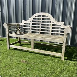 Teak Lutyens style garden bench  - THIS LOT IS TO BE COLLECTED BY APPOINTMENT FROM DUGGLEBY STORAGE, GREAT HILL, EASTFIELD, SCARBOROUGH, YO11 3TX