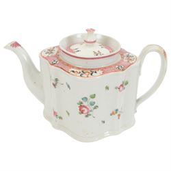 19th century Newhall silver shape teapot and cover, together with helmet jug, tea bowl and saucer all in pattern 311, teapot H16cm