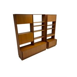G-Plan - mid-20th century teak wall unit, fitted with shelves and cupboards
