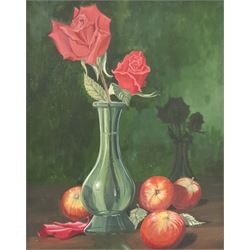 Ken Middleton (British 20th century): 'Roses and Apples', gouache signed, titled on label verso 24cm x 19cm
