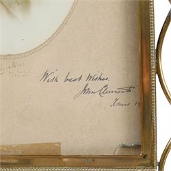 Collection of brass photo frames, including wire work examples, largest H37cm