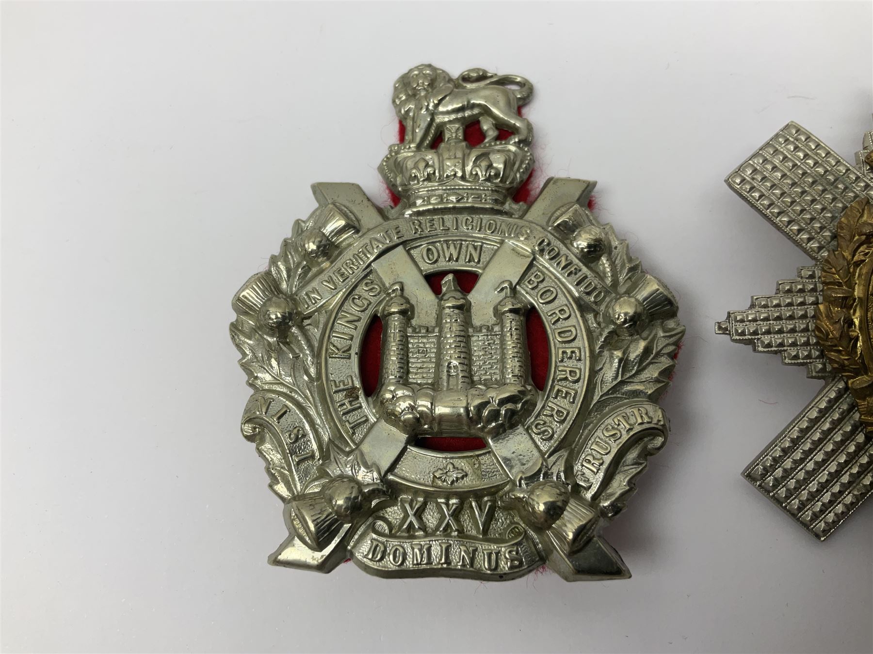 Three glengarry/cap badges - Royal Scots, Kings Own Borderers and Royal Scots Fusiliers (3)
