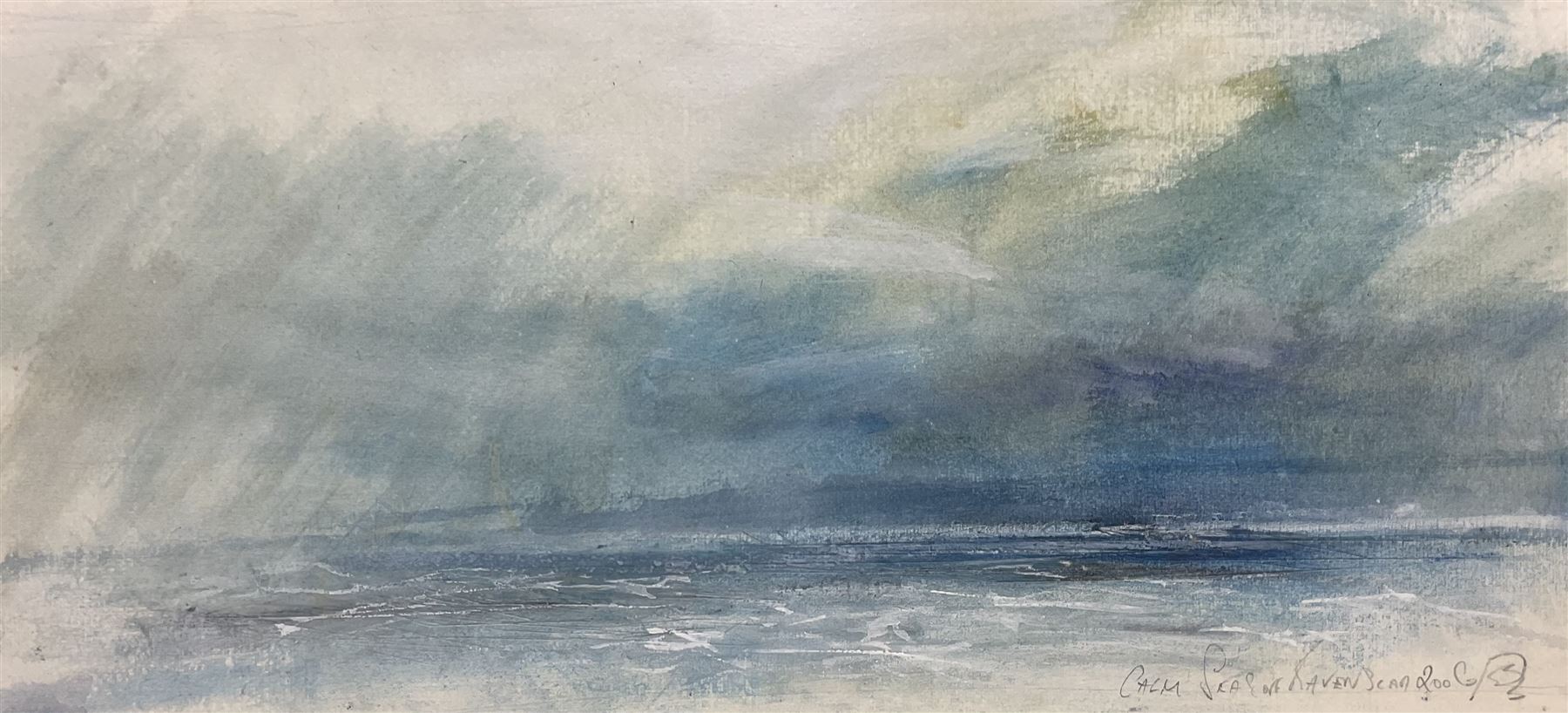 David Baumforth (British 1945-): 'Calm Seas off Ravenscar', mixed media signed with monogram titled and dated 2006 in pencil 19cm x 41cm