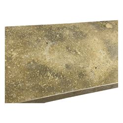 Bramley - contemporary Italian design Tivoli console table, marble top inset with gold crystals, supported by four stacked wooden supports in an antic brown lacquered finish