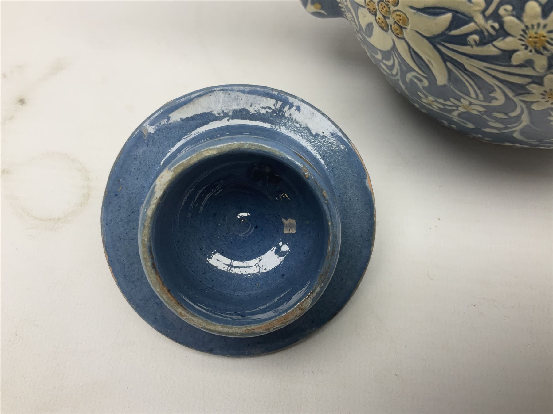 Swiss Thun pottery teapot and cover, decorated with edelweiss flowers, H16cm