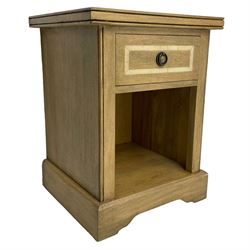 Barker & Stonehouse - 'Flagstone' mango wood bedside stand fitted with drawer and under tier, inset with stone geometric inlays, plinth base