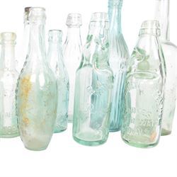19th century glass brewery and mineral water bottles, including Allright's York, Murden's Hull, Anchor Brewery, Robinson & Speight Hull, etc