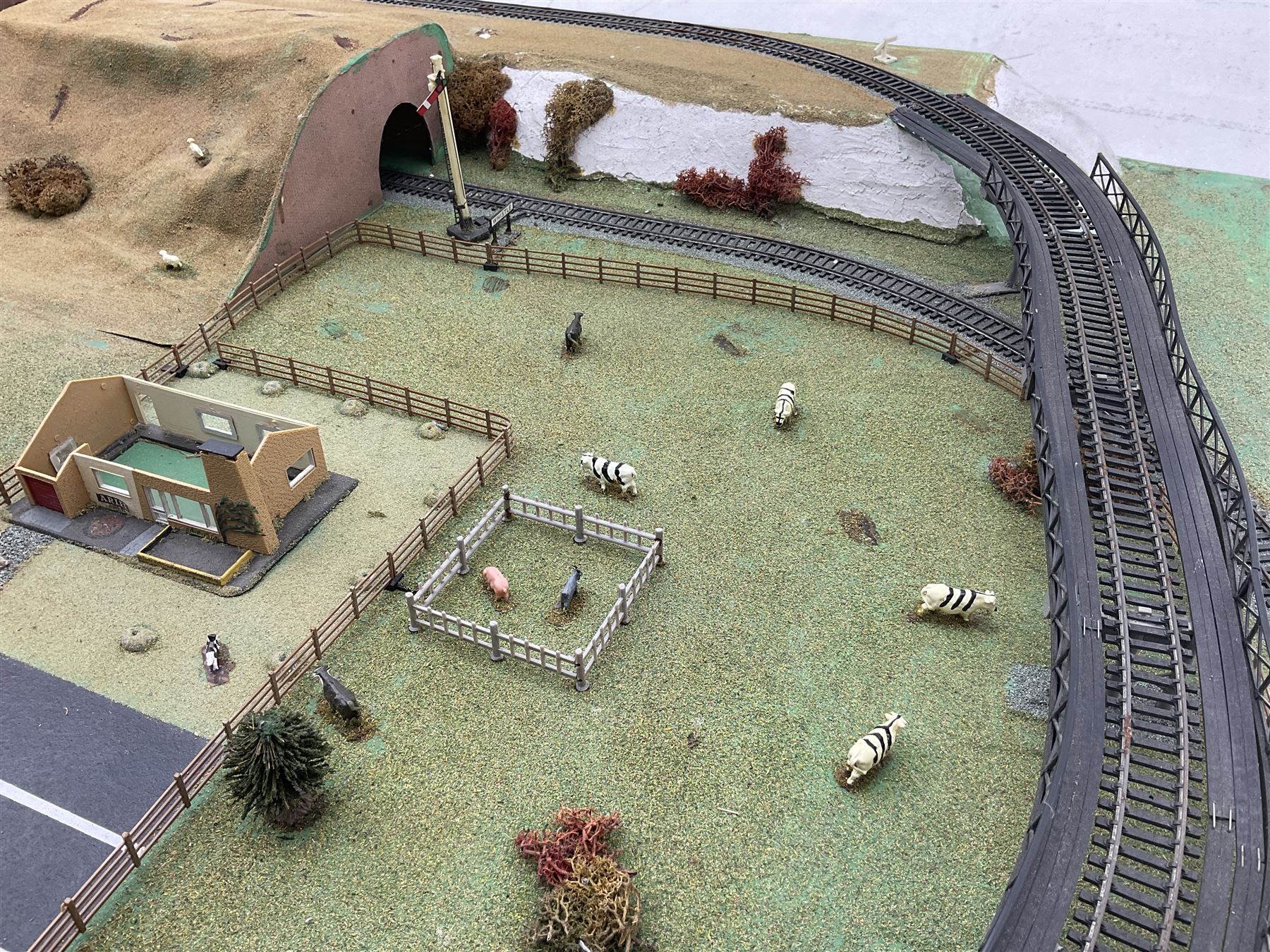 Hornby 00 gauge model railway layout; plastic model railway layout with