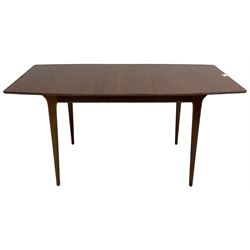 McIntosh - mid-20th century teak extending dining table, pull-out action with fold-out leaf, on tapering supports 