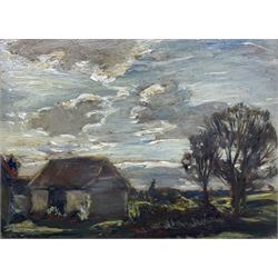 Arthur A Friedenson (Staithes Group 1872-1955): 'Farm Building', oil on panel signed, indistinctly inscribed and dated April 1909 verso 25cm x 35cm 
Provenance: private collection, exh. Phillips & Sons, The Dower House, Cookham, October 1988, label verso