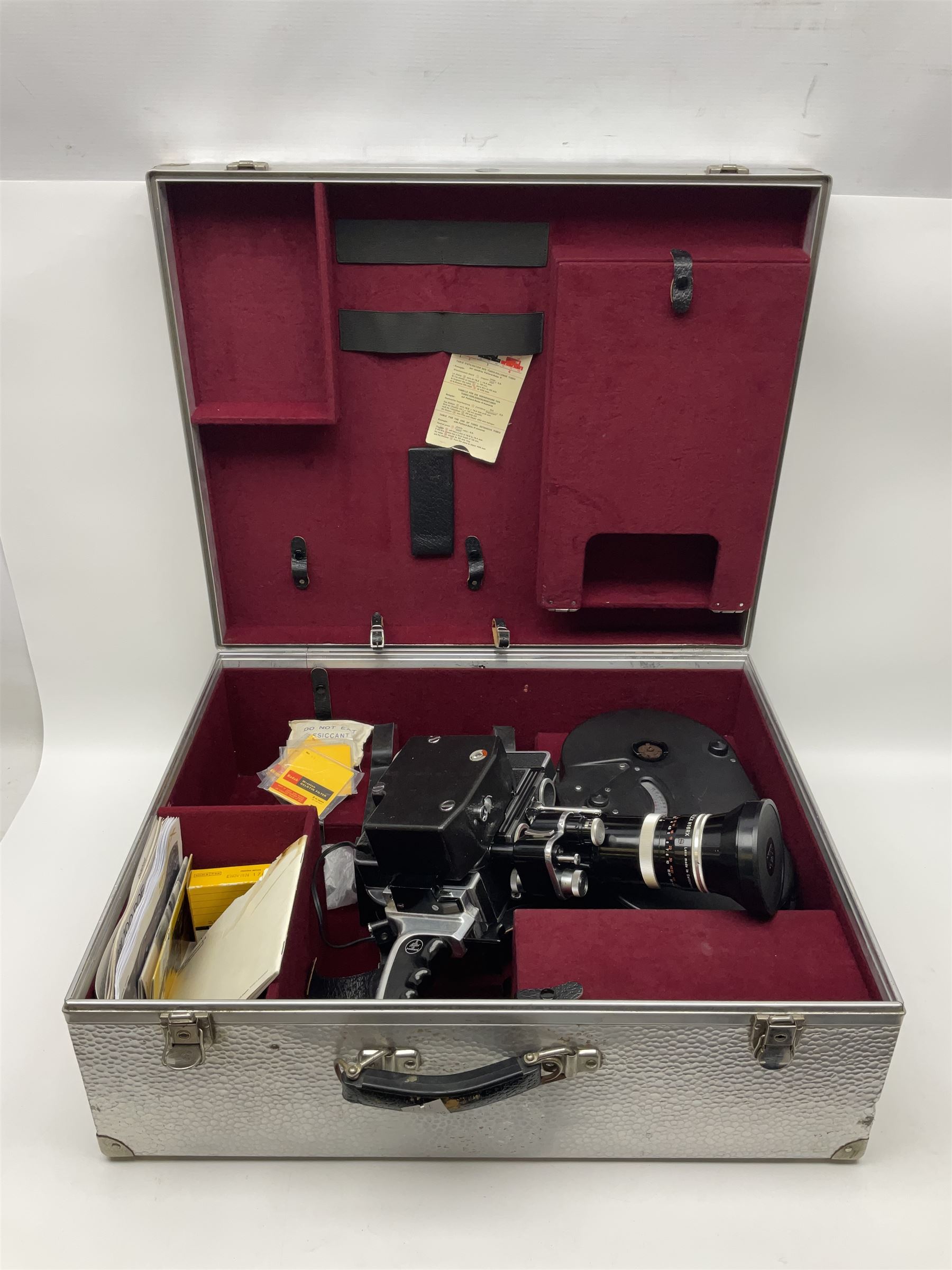 Bolex H16 RX5 camera body, serial no. 245758, with ' Kern Paillard Vario Switar 1:1.9 f=16-100mm POE Bolex H16RX' lens, Bolex 400ft magazine, etc, all in Bolex large flight case
