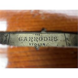 Early 20th century French Mirecourt violin with 35.5cm two-piece maple back and ribs and spruce top; bears label 'The Garrodus Violin H & Co No.1587 Anno 1912' L59cm overall; in modern fitted case with bow