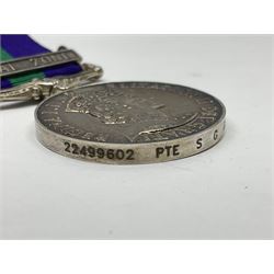 ERII General Service Medal with Canal Zone clasp awarded to 22499602 Pte S G Glover RAMC; with ribbon in box