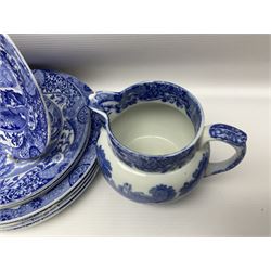 Copeland Spode Italian pattern tea and dinner wares, including hor d'oeuvres dish, tureen and cover, coffee pot, six coffee cans and saucers, etc, all with blue printed marks beneath (40)