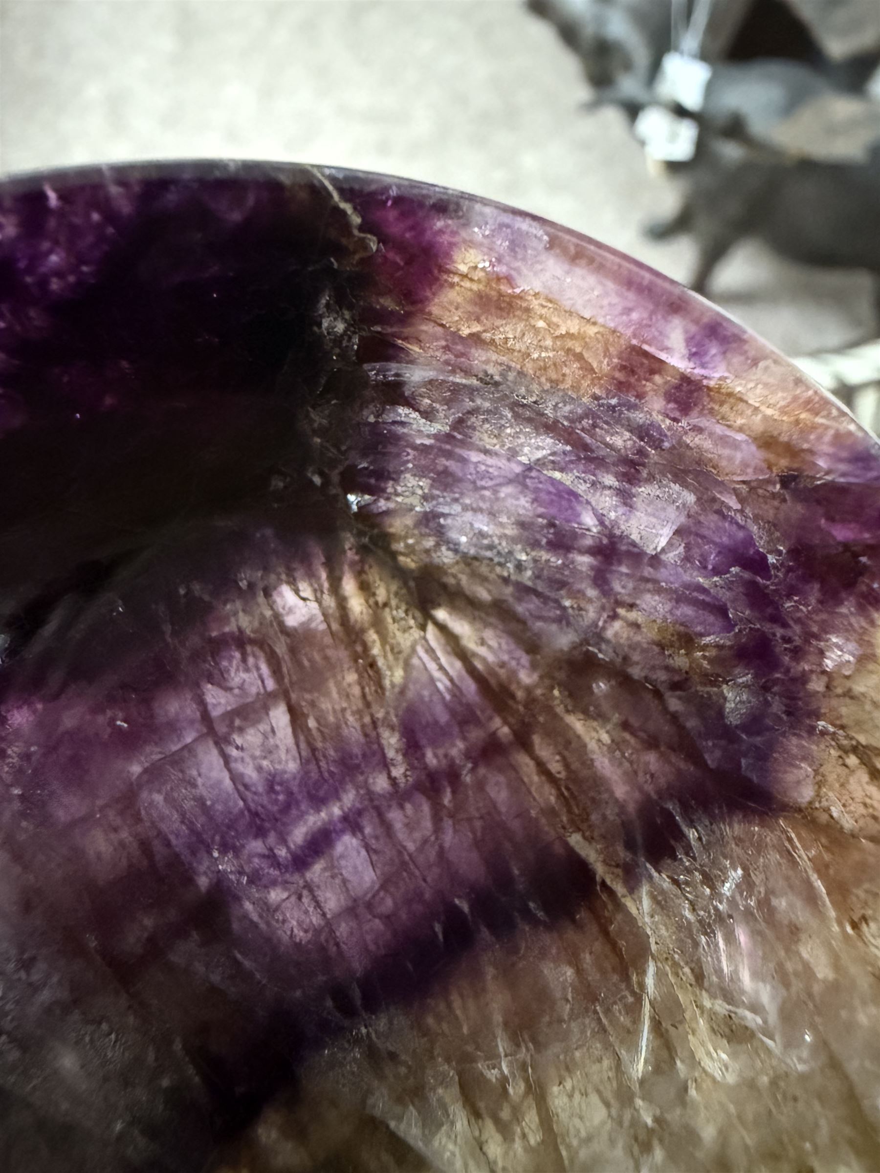 Derbyshire Blue John circular bowl, D6cm