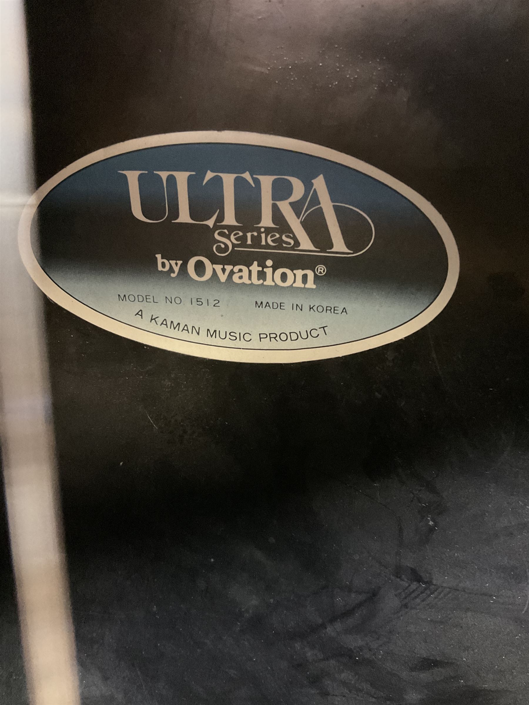 Ovation Ultra Series Model No.1512 electro acoustic guitar, 1980s/90s with textured black bowl back, natural spruce top and mahogany neck, serial no.232916 L104cm; in Hiscox Liteflite case with GuitarKes Workshop set-up and service certificate date October 2021
